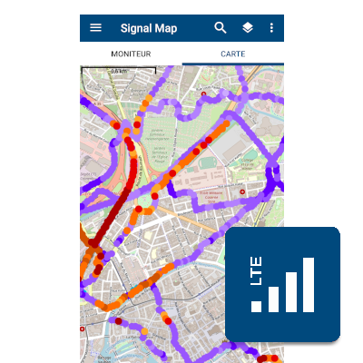 capture d'écran de l'application LTE Signal Map